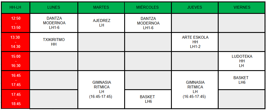 Horarios 2025 2026 Ignacio Aldekoa